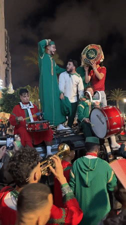 Tangier erupts in festive street celebrations with horses, music, and fireworks