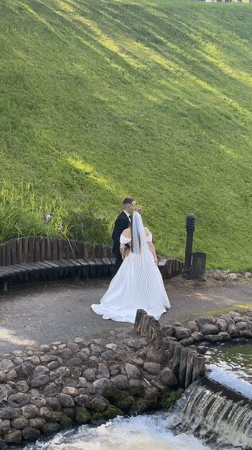 Wedding at a Vilnius watermill and stream setting