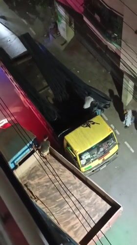 Construction truck loaded with rebar observed in Dhaka