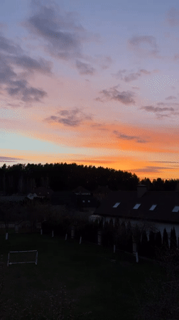Dramatic sunset captured over Belarus residential area April 23