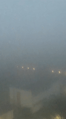 Dense fog blankets Burgas, Bulgaria in early morning hours