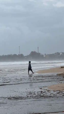 Morning beach life documented in Peleana, Sri Lanka
