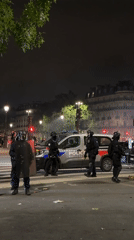 Police Deploy at Paris Bastille During Nighttime Unrest