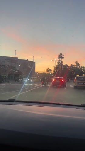Evening traffic captured on video in Marrakesh streets