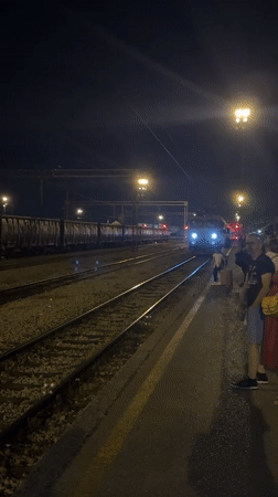 Evening trains and signals at Podgorica station