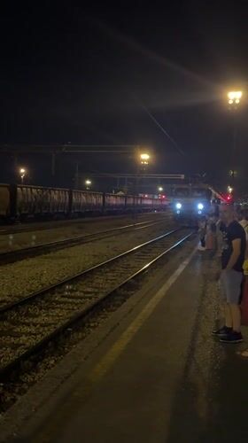 Evening trains and signals at Podgorica station