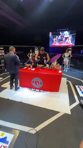 Fighter and film crew at a martial arts event in El Paso