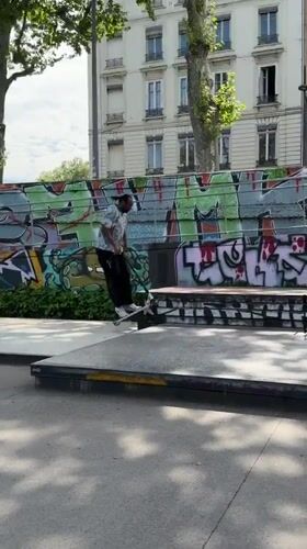 Scooter stunts performed at Lyon skate park Thursday morning