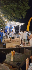 Live band performs beachside concert in Denpasar, Indonesia