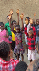 Children's birthday party held in Nyanya, Nigeria courtyard