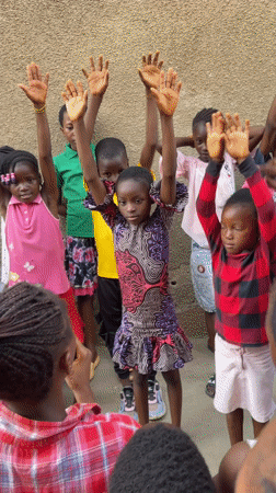 Children's birthday party held in Nyanya, Nigeria courtyard