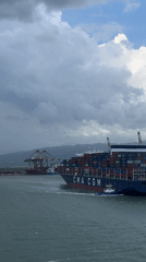 Container ship operations observed at port facility