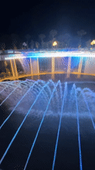 Krasnodar's illuminated fountain park at night