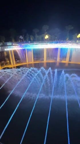 Krasnodar's illuminated fountain park at night