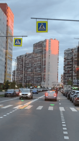 Everyday street scene documented in Kudrovo residential neighborhood