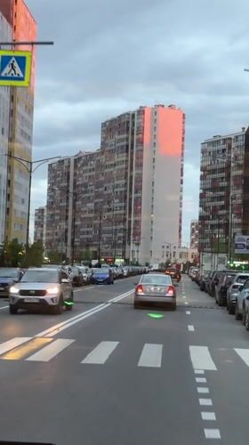 Everyday street scene documented in Kudrovo residential neighborhood