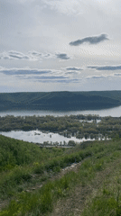 Person observed scenic Volga River vista from Samara hillside