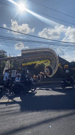 Traditional Balinese ceremonial structure moved in Mengwi, Indonesia