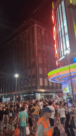 Fête de la Musique night crowds near Strasbourg cathedral and VOX cinema