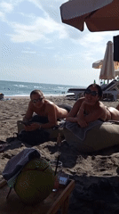 Morning beach leisure captured at North Kuta Indonesia resort