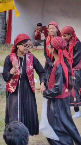 Traditional dance performance in Keylong's open-air courtyard