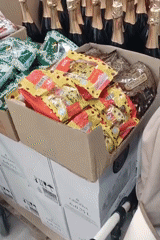 Grocery run at a Russian-style supermarket, stroller in tow