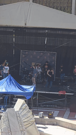 Outdoor music and art event at Bulgarian university plaza