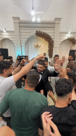 Wedding celebration with traditional dancing captured in Gaza