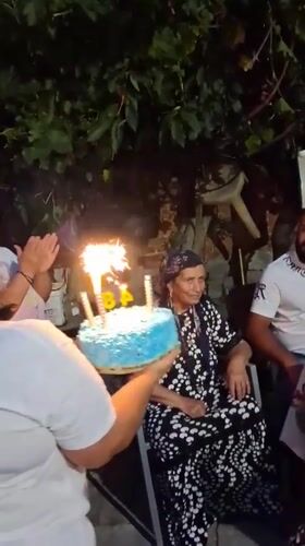 84th birthday celebrated outdoors in Konevets with sparklers and fireworks