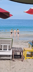 Early morning beach activities documented in Karangasem, Indonesia