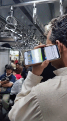 Rush hour snapshots inside a crowded Mumbai commuter train