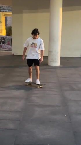 Evening skateboarding session at MACBA plaza in Barcelona