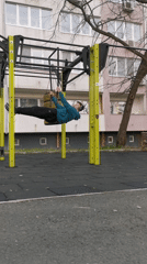 Man exercises at outdoor gym in Burgas residential area