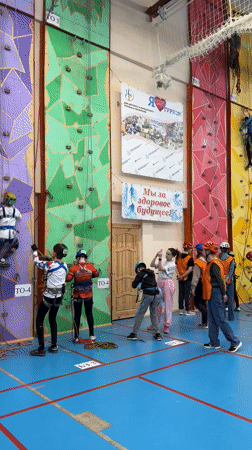 Rock climbing activity at indoor gym in Berezniki