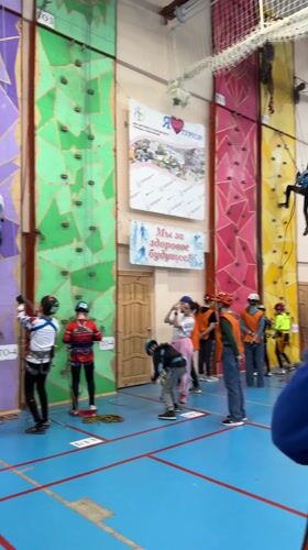 Rock climbing activity at indoor gym in Berezniki