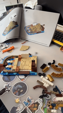 LEGO boat construction documented in Belgrade workspace