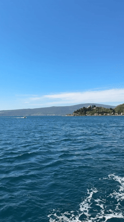 Boat journey recorded in calm waters off Lepetane, Montenegro