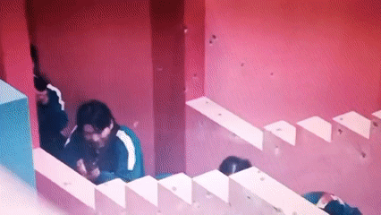 Squid Game-like scenes recorded at unknown location