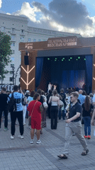 Live outdoor stage performances on Moscow's Teatralny Bulvar