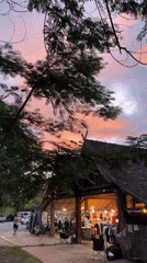 Chiang Mai evening market and gardens at dusk
