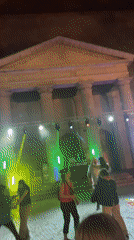 Street dance party outside a French town hall, Fête de la Musique