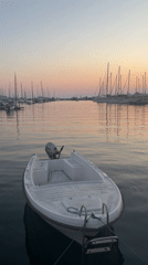 Sunset to moonrise at Bar's marina, Montenegro