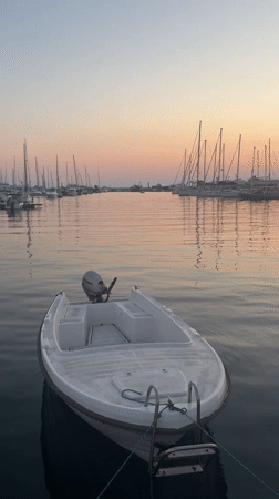Sunset to moonrise at Bar's marina, Montenegro