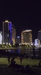 Illuminated Nha Trang coastline captured in nighttime observations