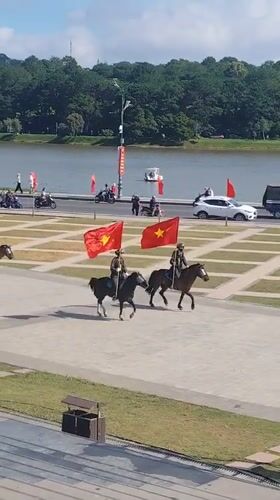 Ceremonial equestrian parade and martial arts demonstrations in Da Lat