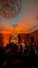 Party or performance gathering recorded in decorated Irkutsk venue
