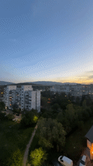 Aerial sunset footage captured over Sofia residential district