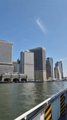 Lower Manhattan waterfront and Financial District, midsummer afternoon