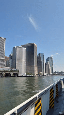 Lower Manhattan waterfront and Financial District, midsummer afternoon