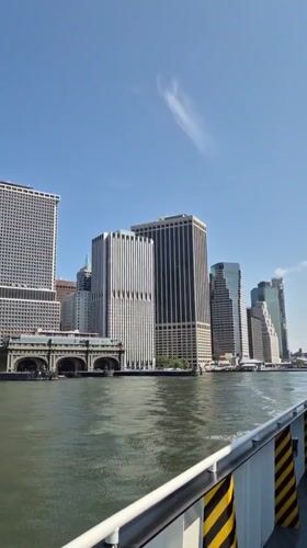 Lower Manhattan waterfront and Financial District, midsummer afternoon
